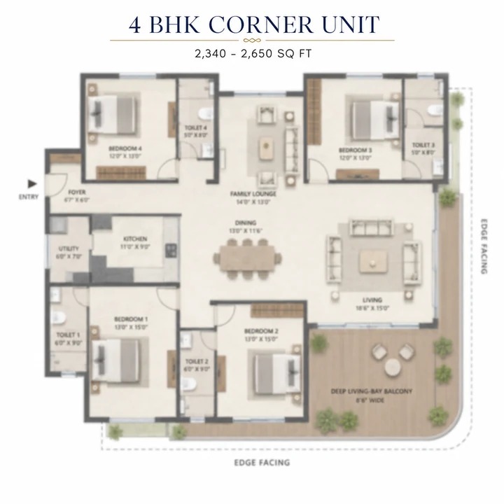 Brigade Gunjur 4 BHK floor plan
